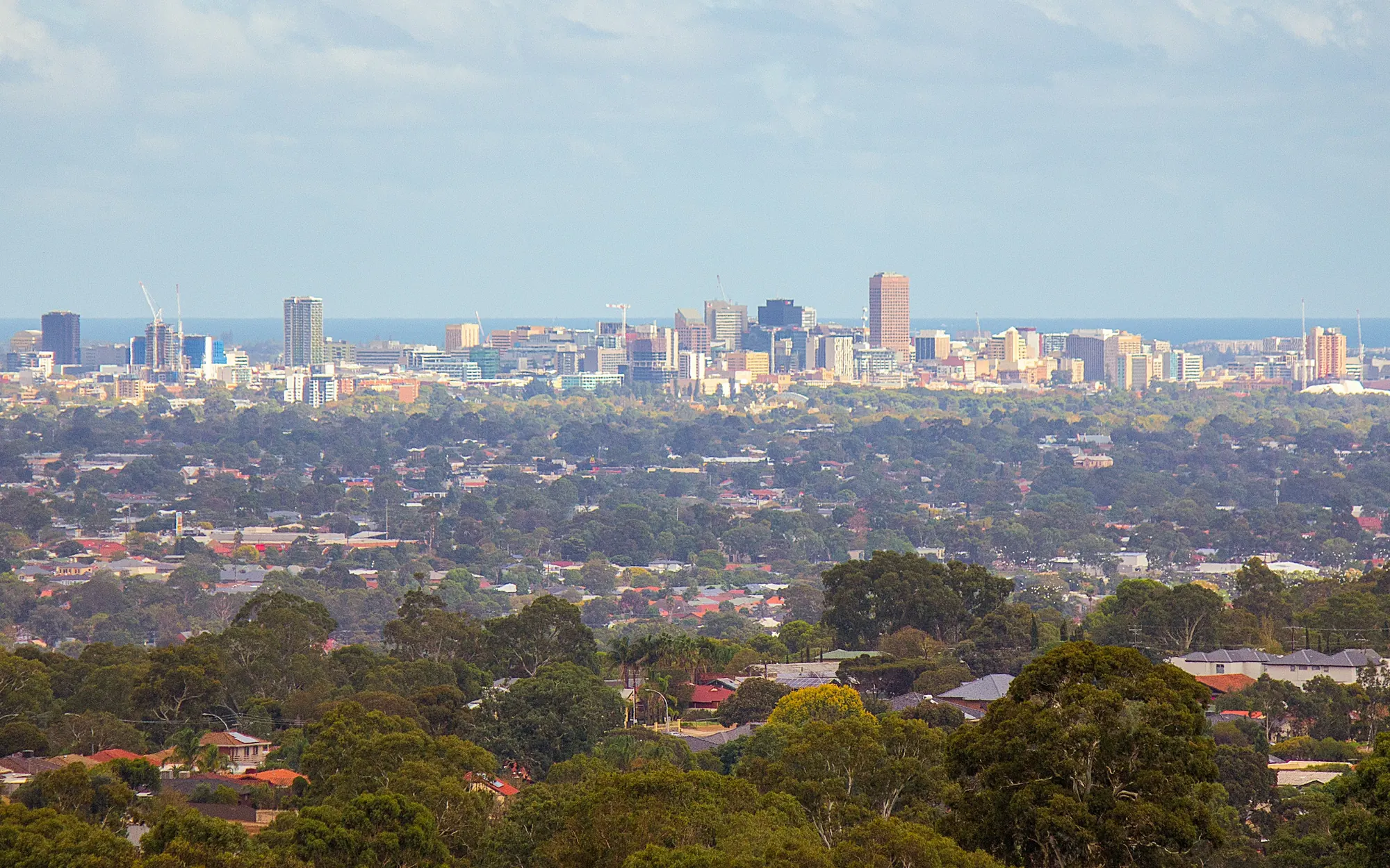 Adelaide city and suburbs seen from the hills